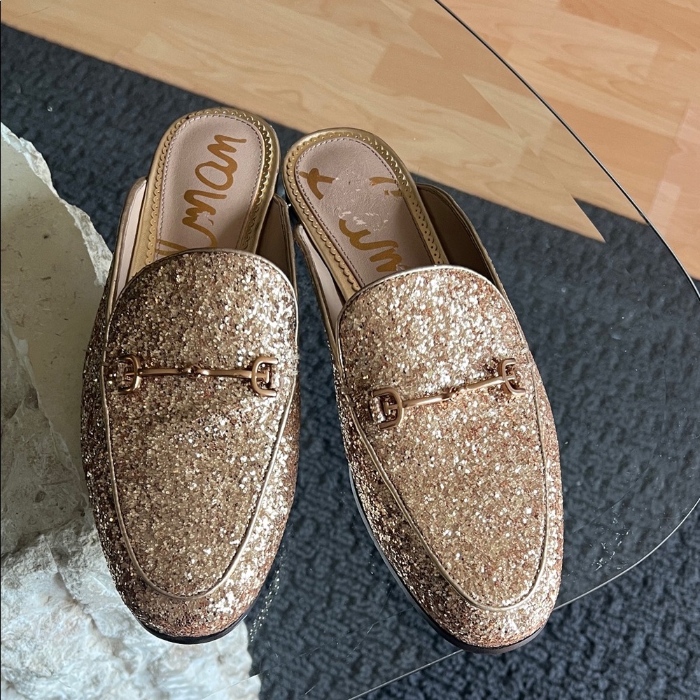 Sam Edelman Gold Glitter Loafers